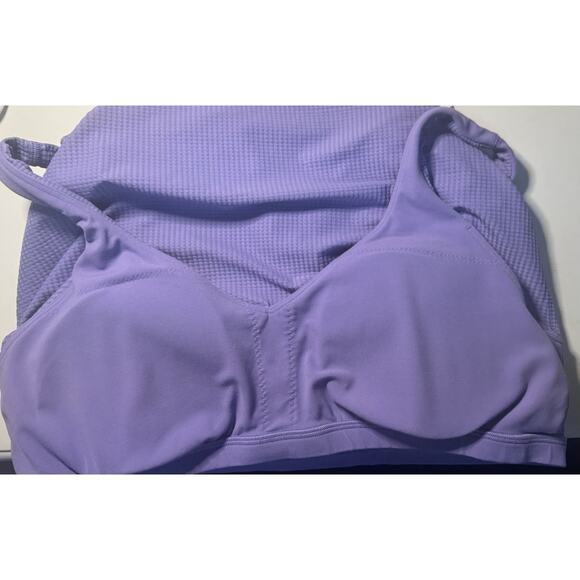 Lululemon Womens Sz 14 Scoop Neck Yoga Tank Top Grid Texture Dark Lavender - Picture 5 of 8